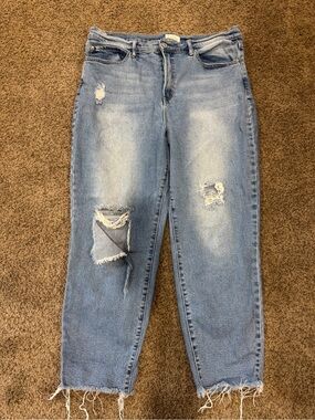 NICOLE MILLER STRAIGHT LEGGED DISTRESSED JEANS— WOMENS 16– LIGHT WASH